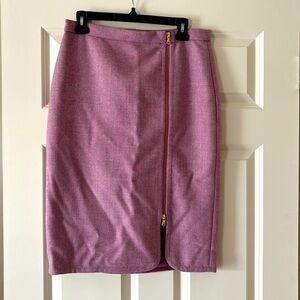 J. Crew 100% Wool Pink Pencil Skirt With Exposed Gold Zipper Women’s Size 8 M